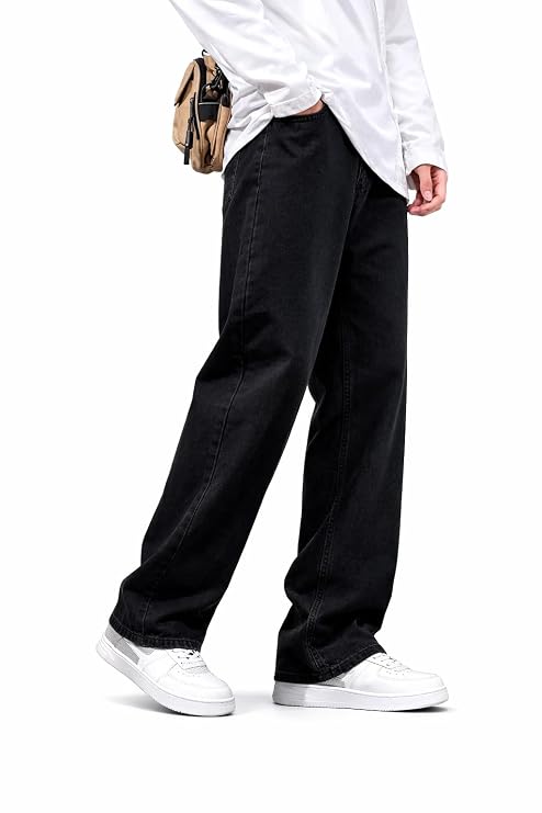 Badbrook Men's Baggy Fit Denim Jeans | Mid-Rise Casual Wear